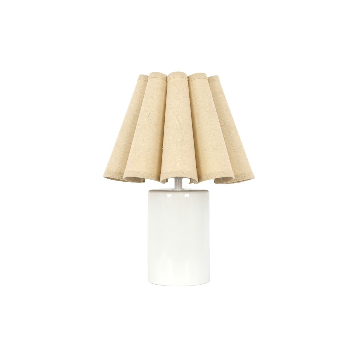 Lottie 1 Light Table Lamp with White Ceramic Base and Natural Fluted Shade-img-1