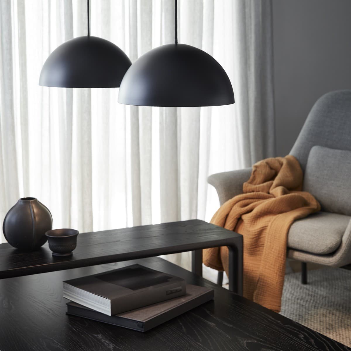 Domo 1 Light Large Pendant In Black-img-3