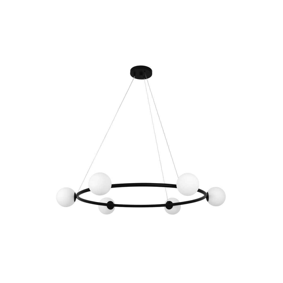 Helix 6 Light Pendant in Black with Frosted Opal Glass-img-1