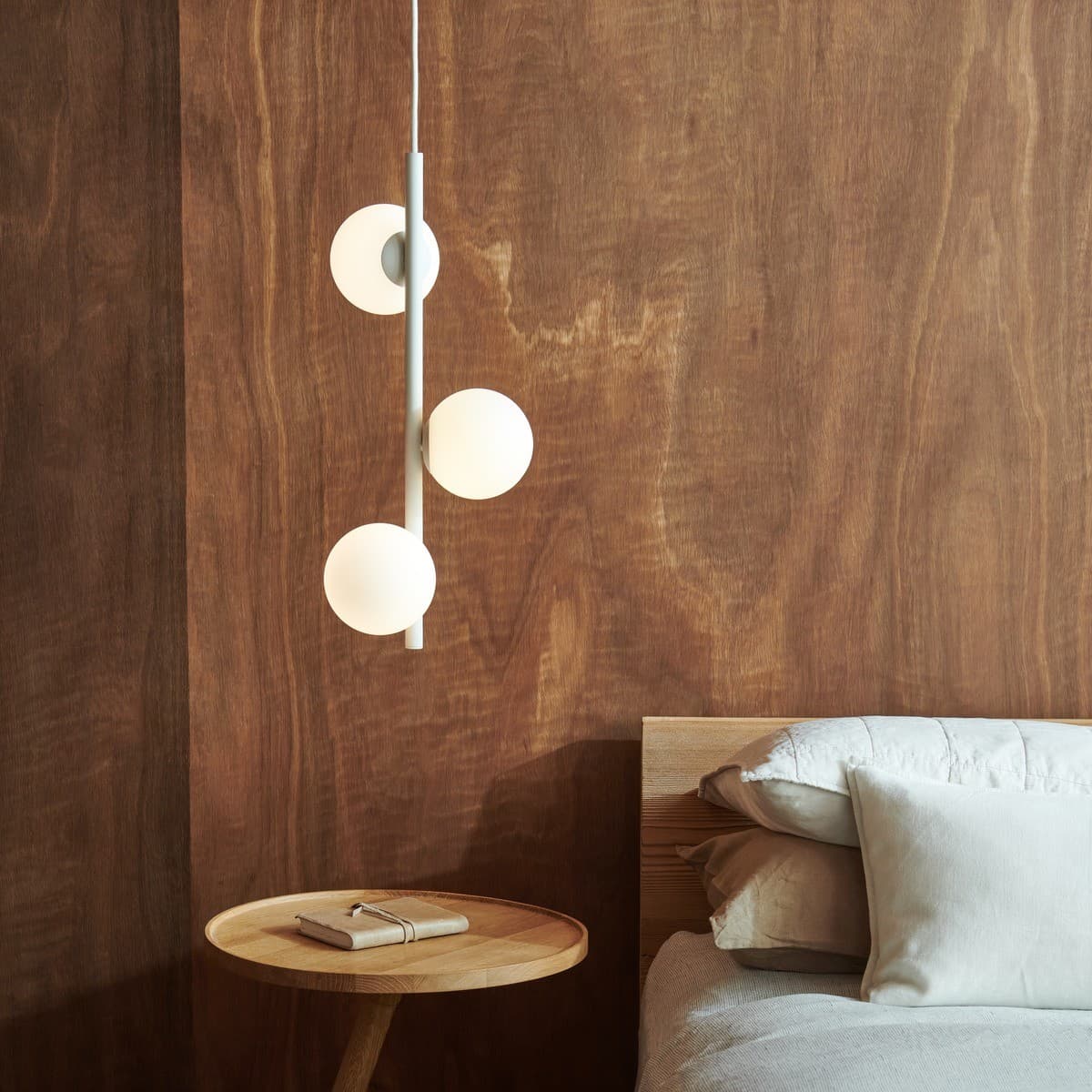 Helix 3 Light Pendant in Textured Chalk with Frosted Opal Glass-img-2