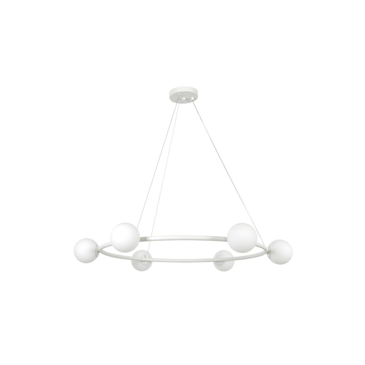 Helix 6 Light Round Pendant in Textured Chalk with Frosted Opal Glass-img-1