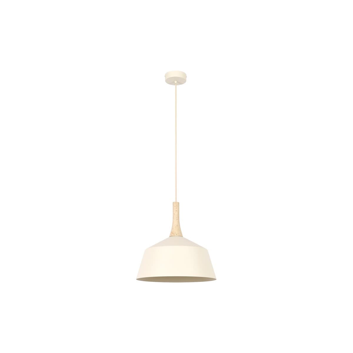 Husk 1 Light Medium Pendant in Travertine with Beige Shade