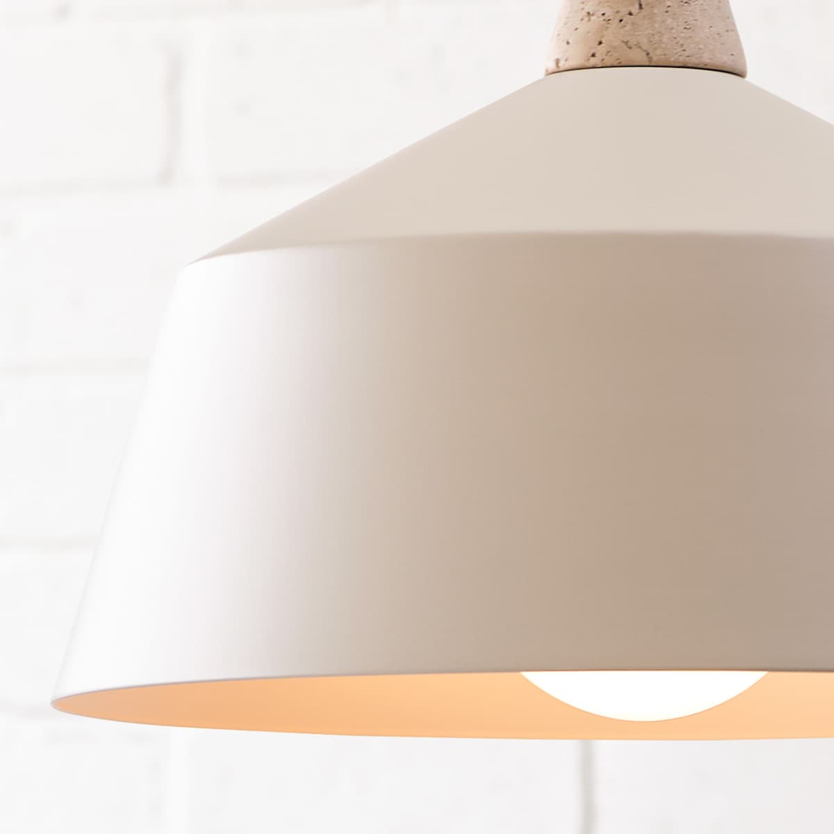 Husk 1 Light Medium Pendant in Travertine with Beige Shade