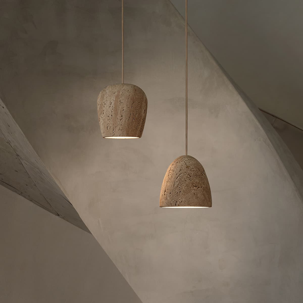 Bambino Dome Pendant in Natural Travertine-img-2