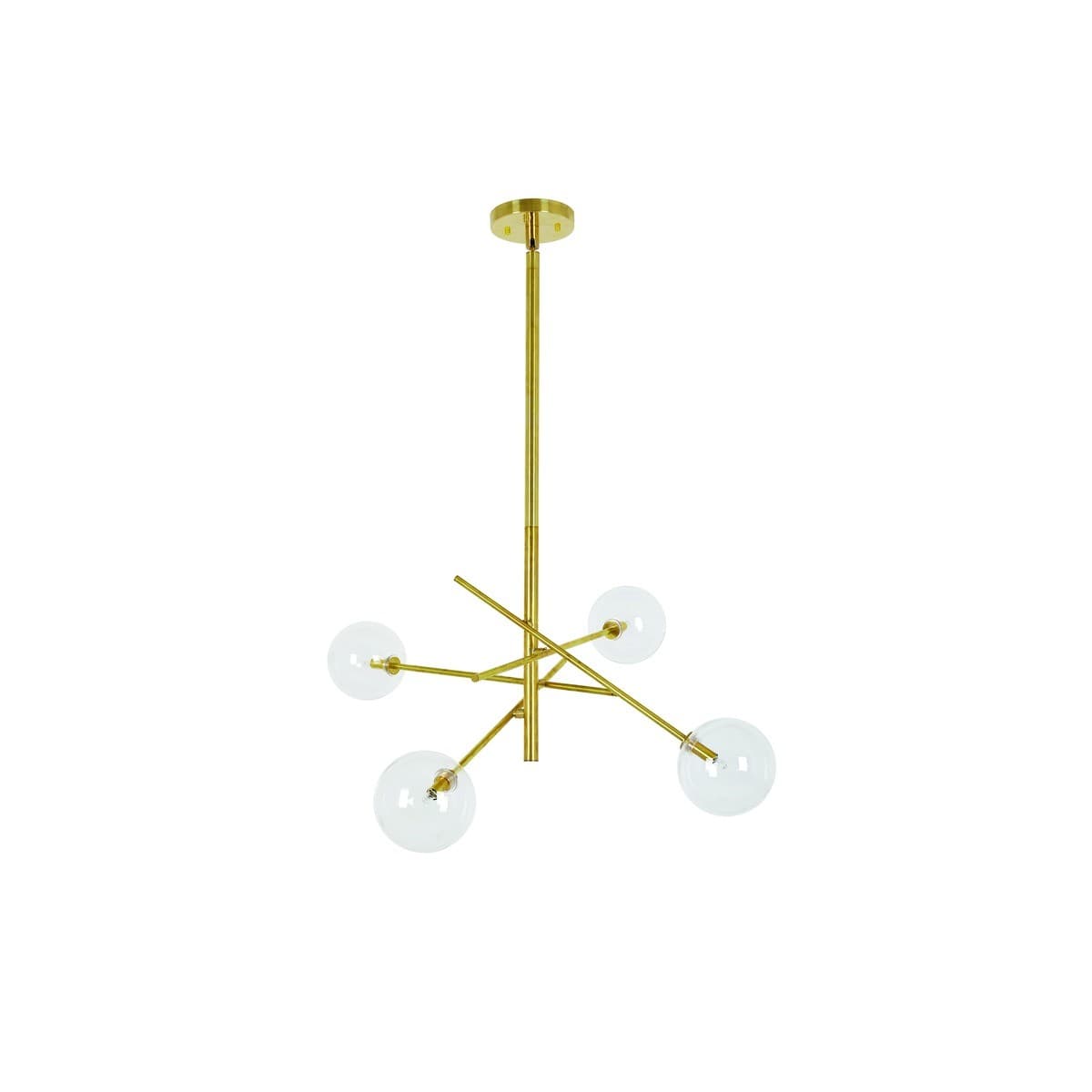Aksel 4 Light Pendant in Solid Brass with Clear Glass