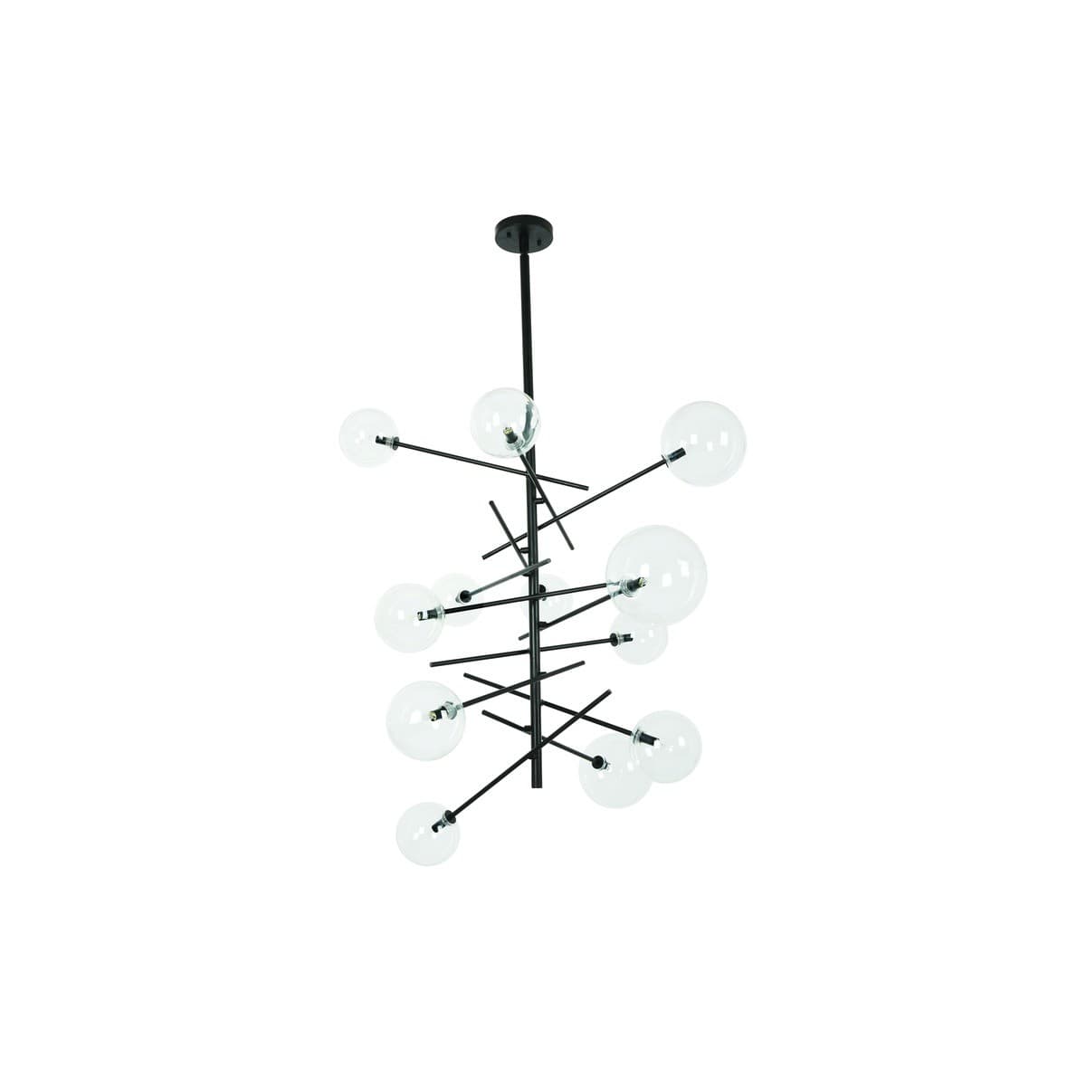 Aksel 12 Light Pendant in Black with Clear Glass-img-1