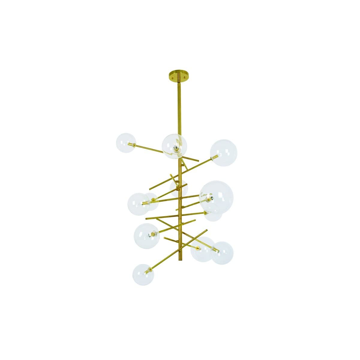 Aksel 12 Light Pendant in Solid Brass with Clear Glass-img-1