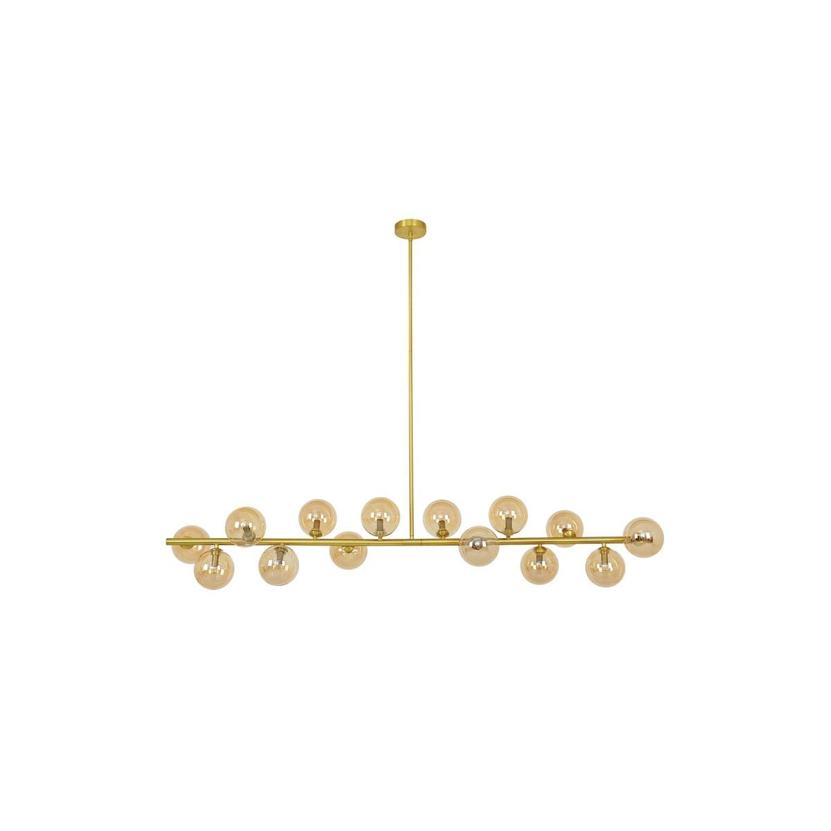 Orion 14 Light Pendant in Brass with Amber Glass-img-1