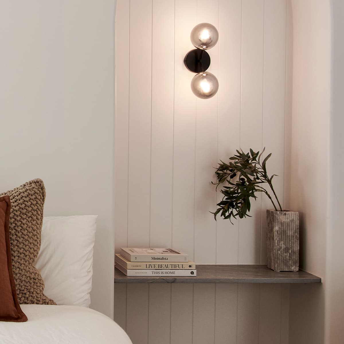 Orion 2 Light Wall Bracket in Black with Smoke Glass-img-3