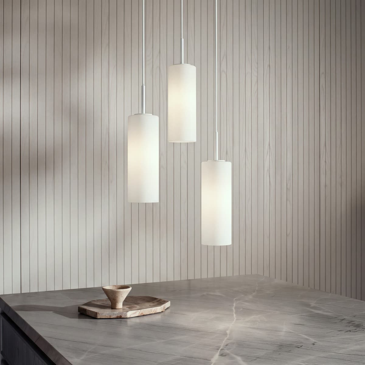 Form 1 Light Pendant in White with Frosted Opal Glass