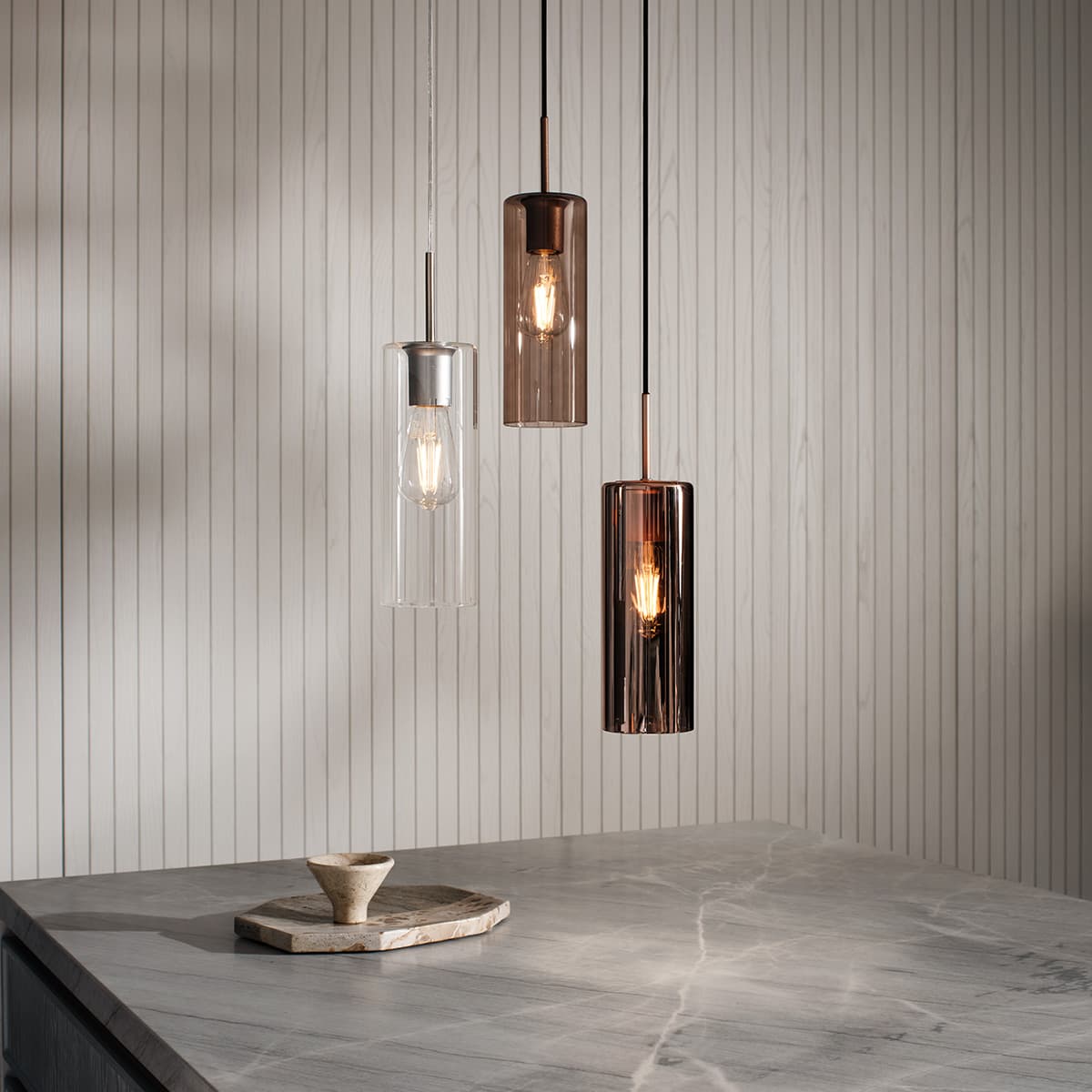 Form 1 Light Pendant in Brushed Chrome with Clear Glass-img-3