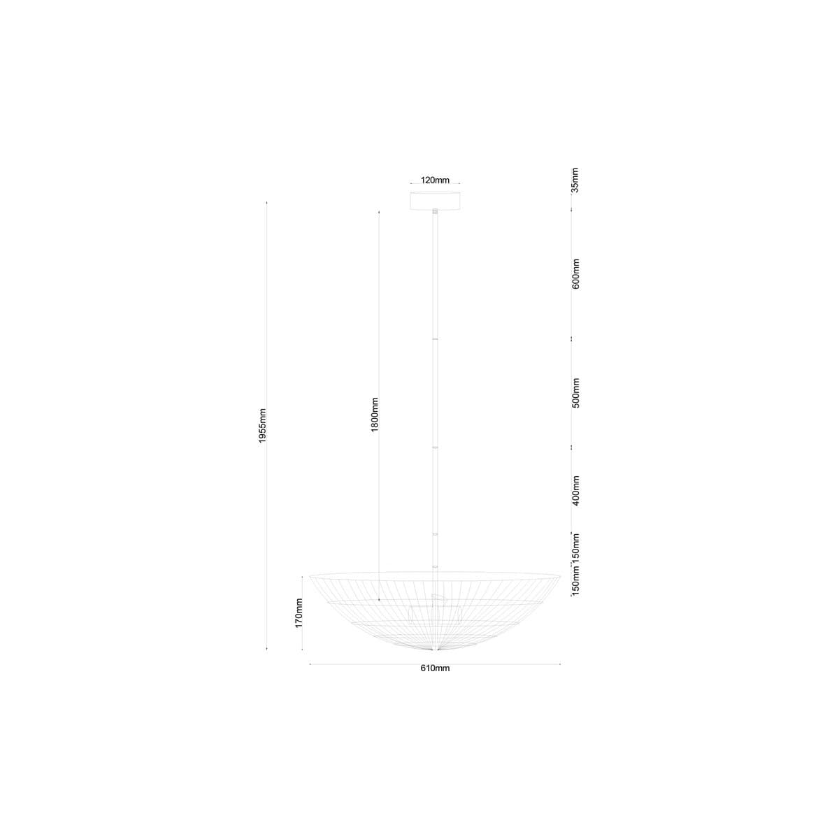 Herman 3 Light 600mm Dome Pendant Uplighter in Natural-img-2