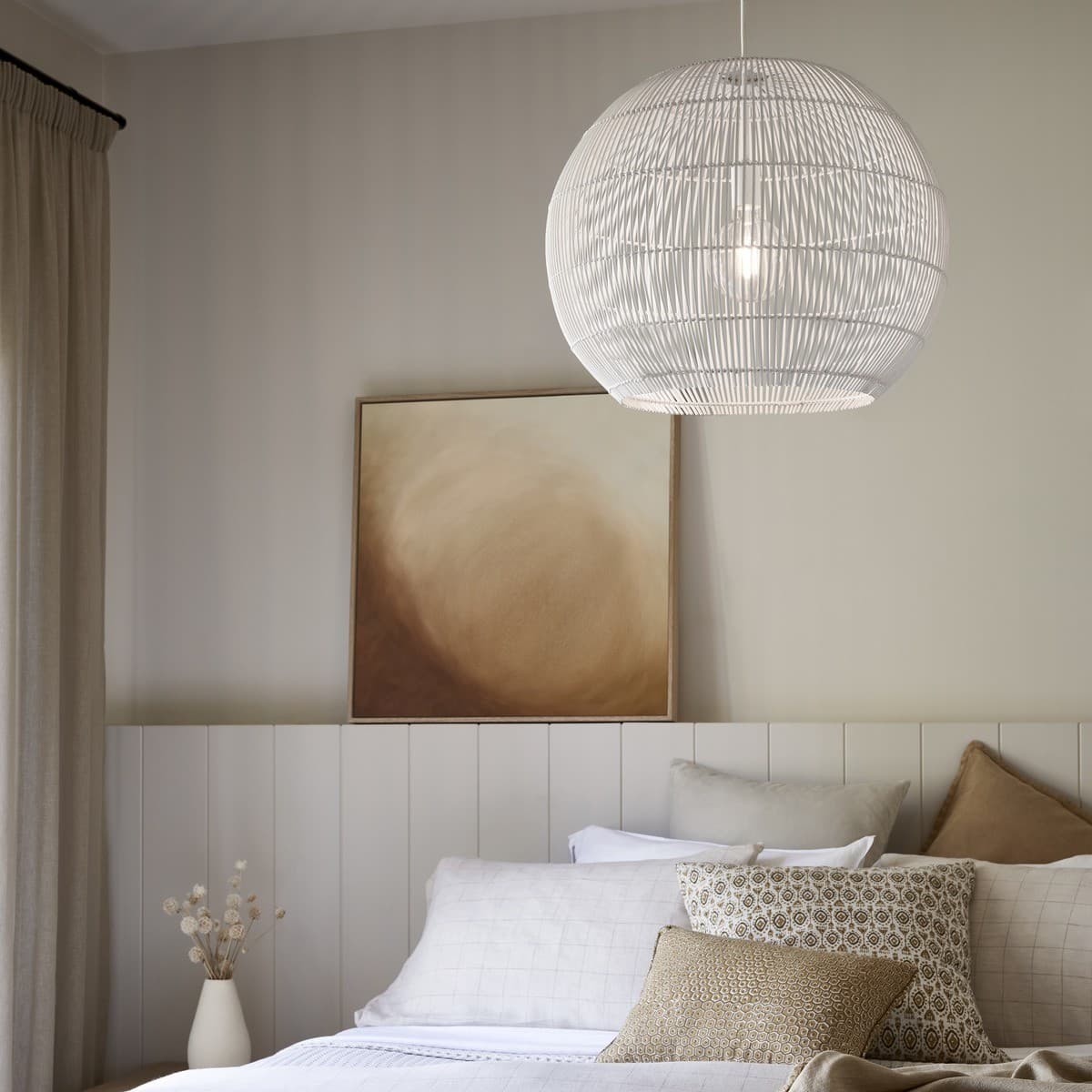 Herman 1 Light 500mm Round Pendant in White