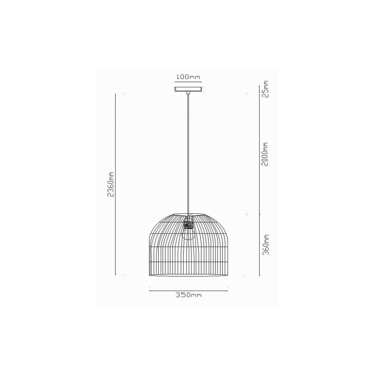 Herman 1 Light 350mm Tall Pendant in White