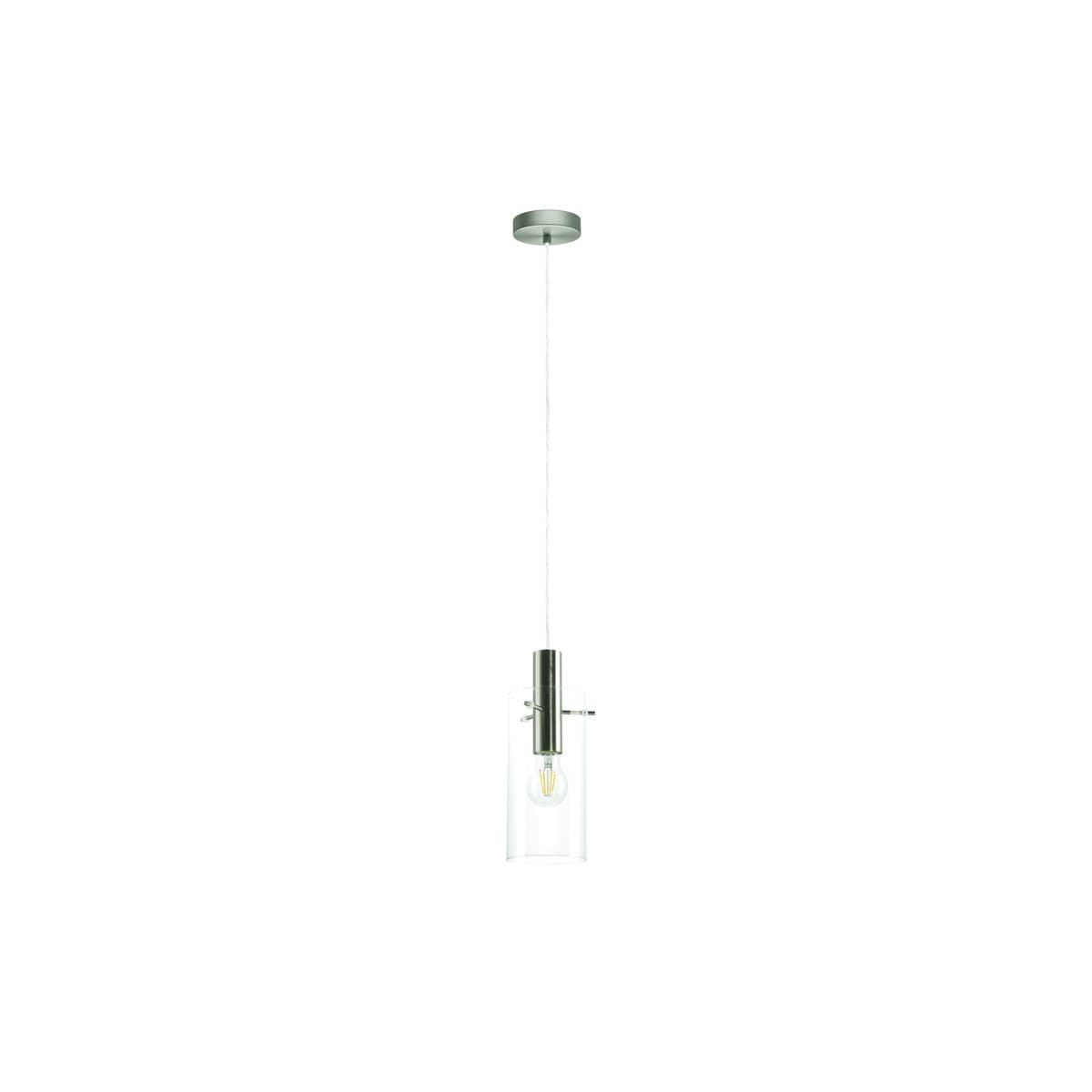 Lamode 1 Light Pendant in Brushed Chrome with Clear Glass-img-1