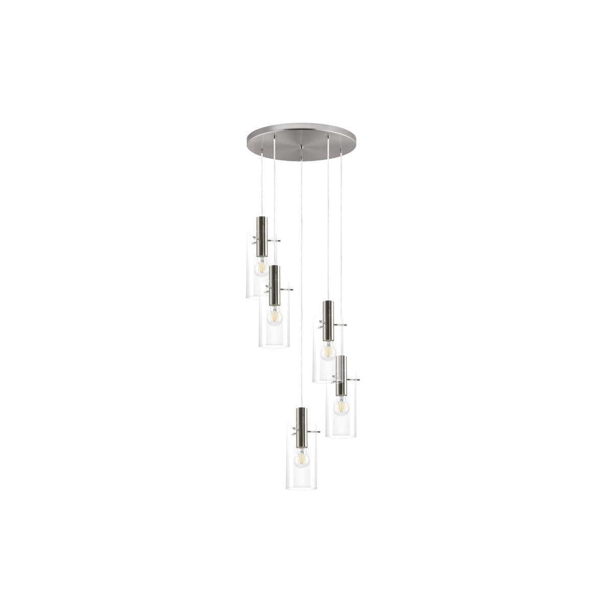 Lamode 5 Light Pendant in Brushed Chrome with Clear Glass-img-1