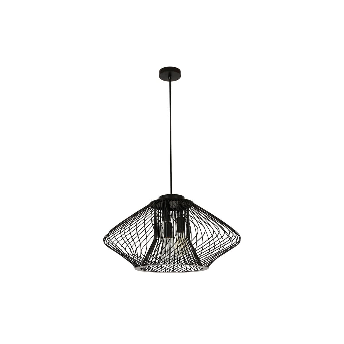 Pheonix 3 Light Large Squat Pendant in Black