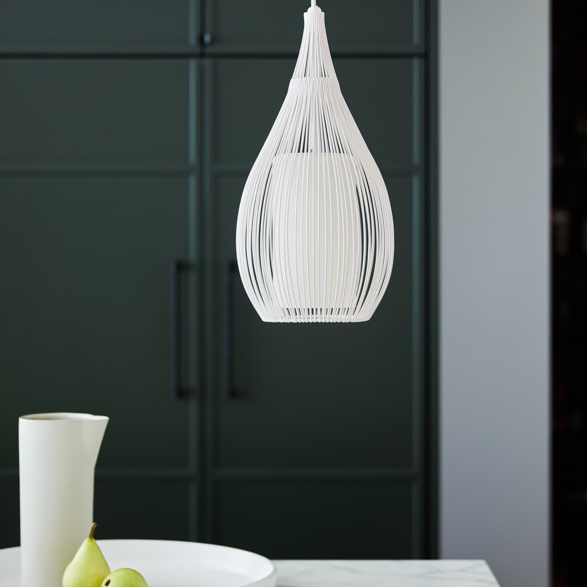 Solis 1 Light Small Pendant in White with Frosted Opal Glass-img-4
