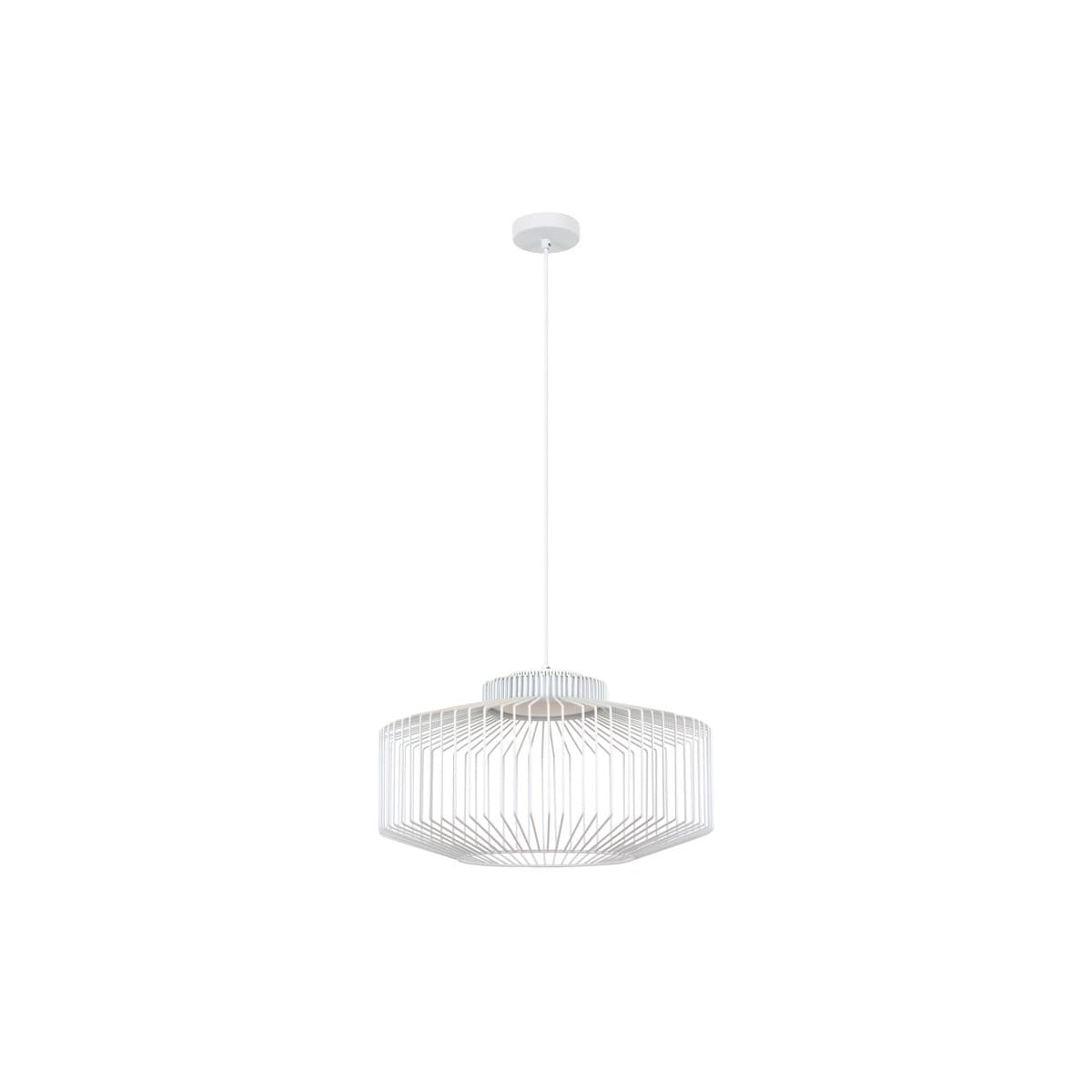 Akira 1 Light Squat Pendant with Metal Wire Shade in White-img-1
