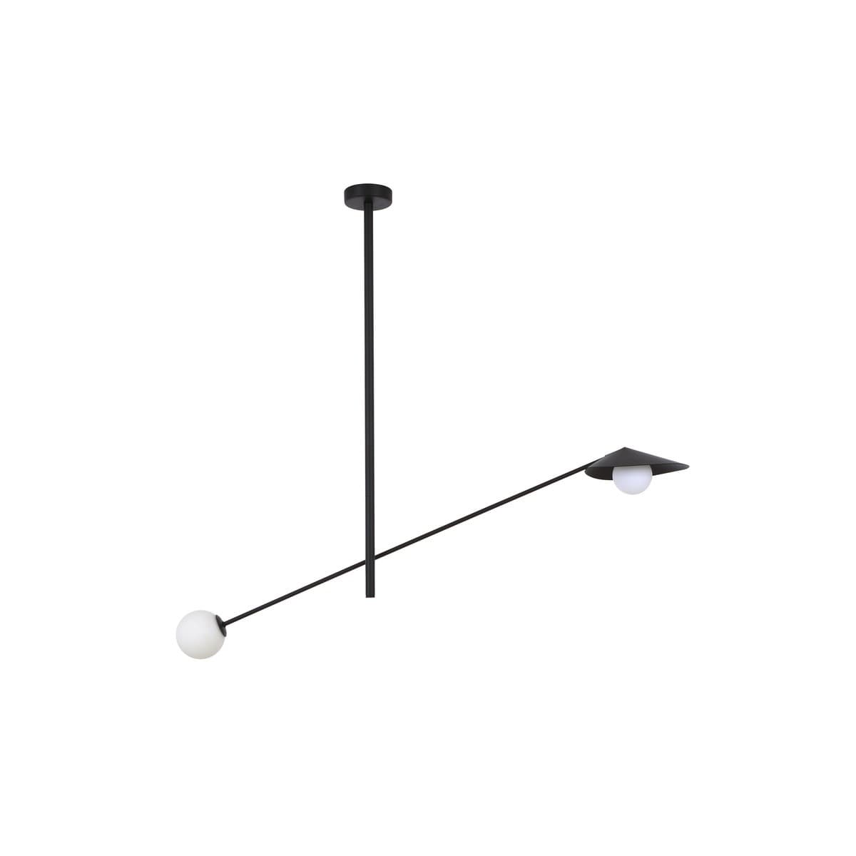 Quill 2 Light Pendant in Matte Black with Frosted Opal Glass-img-1