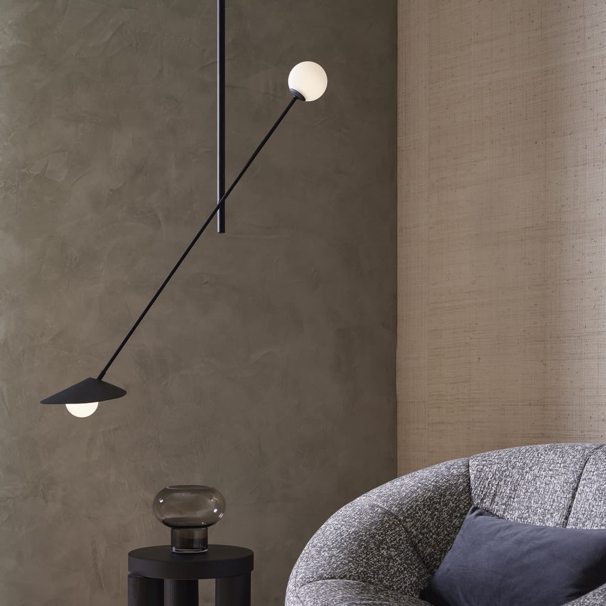 Quill 2 Light Pendant in Matte Black with Frosted Opal Glass-img-3