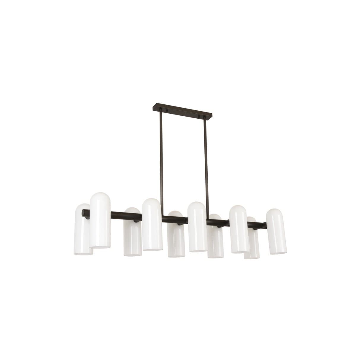 Sage 10 Light Pendant in Aged Steel with Gloss Opal Glass-img-1