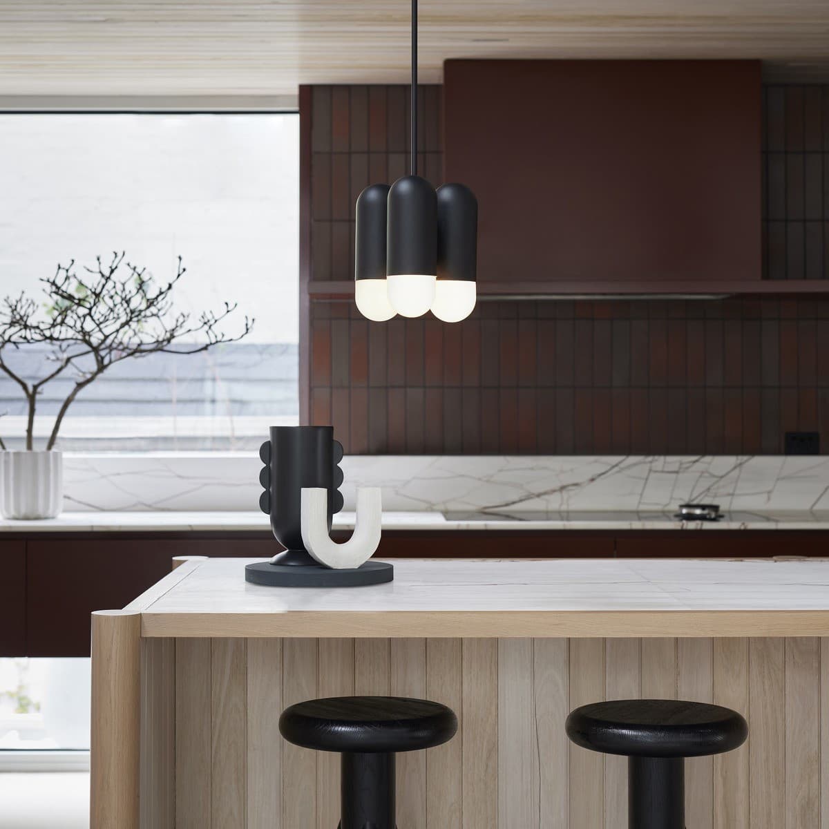 Capsule 3 Light Pendant in Black with Frosted Glass-img-3