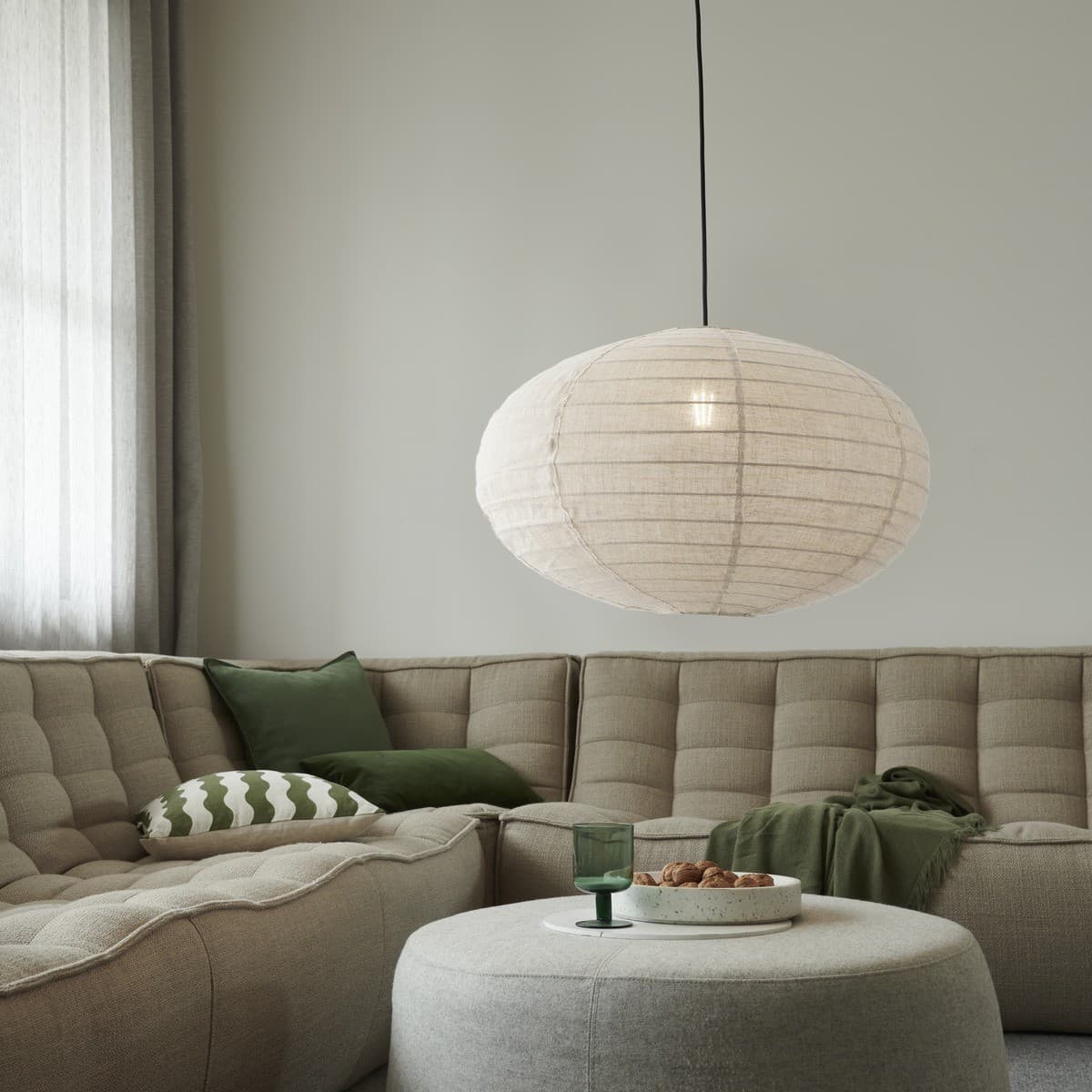 Tamarind 600mm Oval Handcrafted Linen Shade Only in Ivory