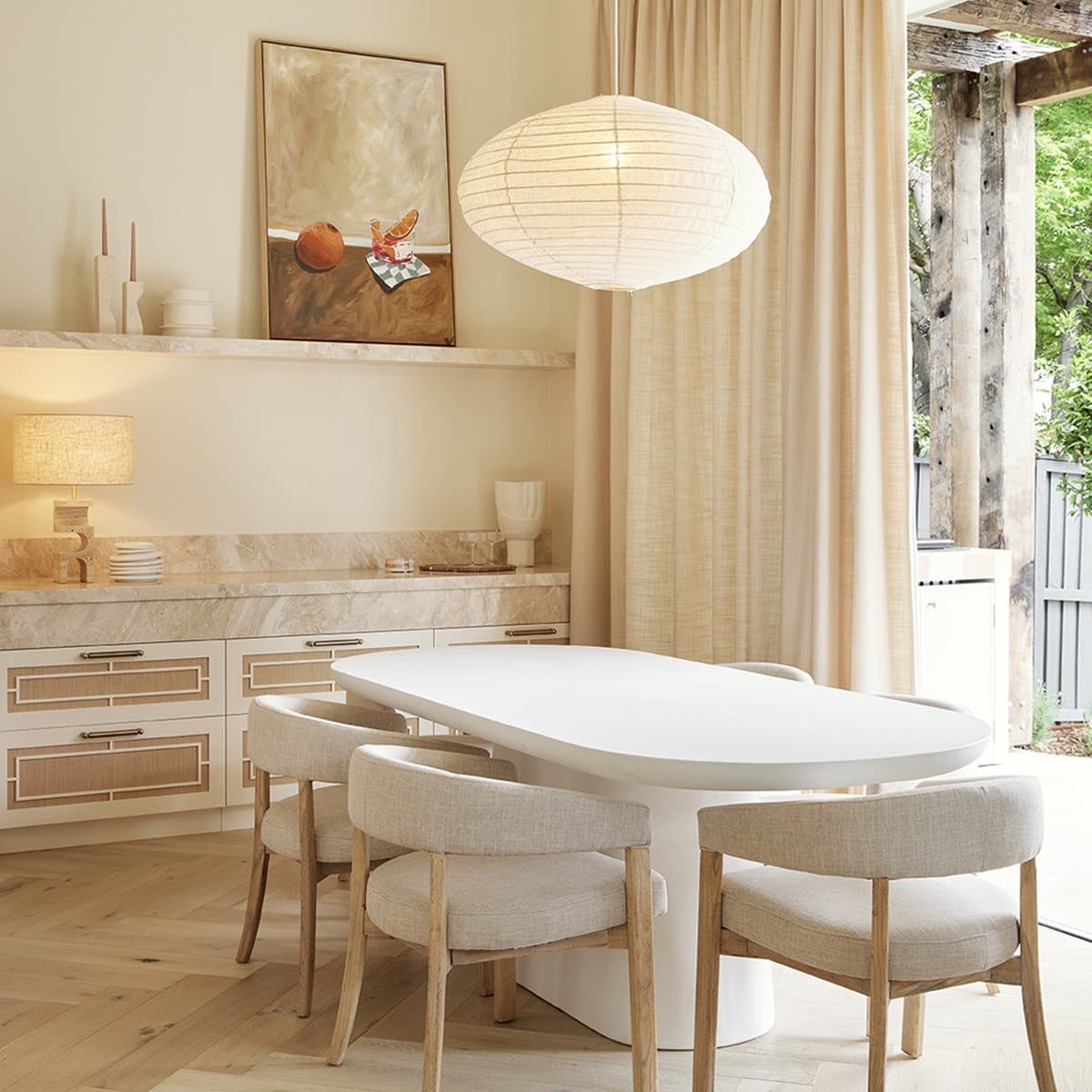 Tamarind 600mm Oval Handcrafted Linen Shade Only in Ivory
