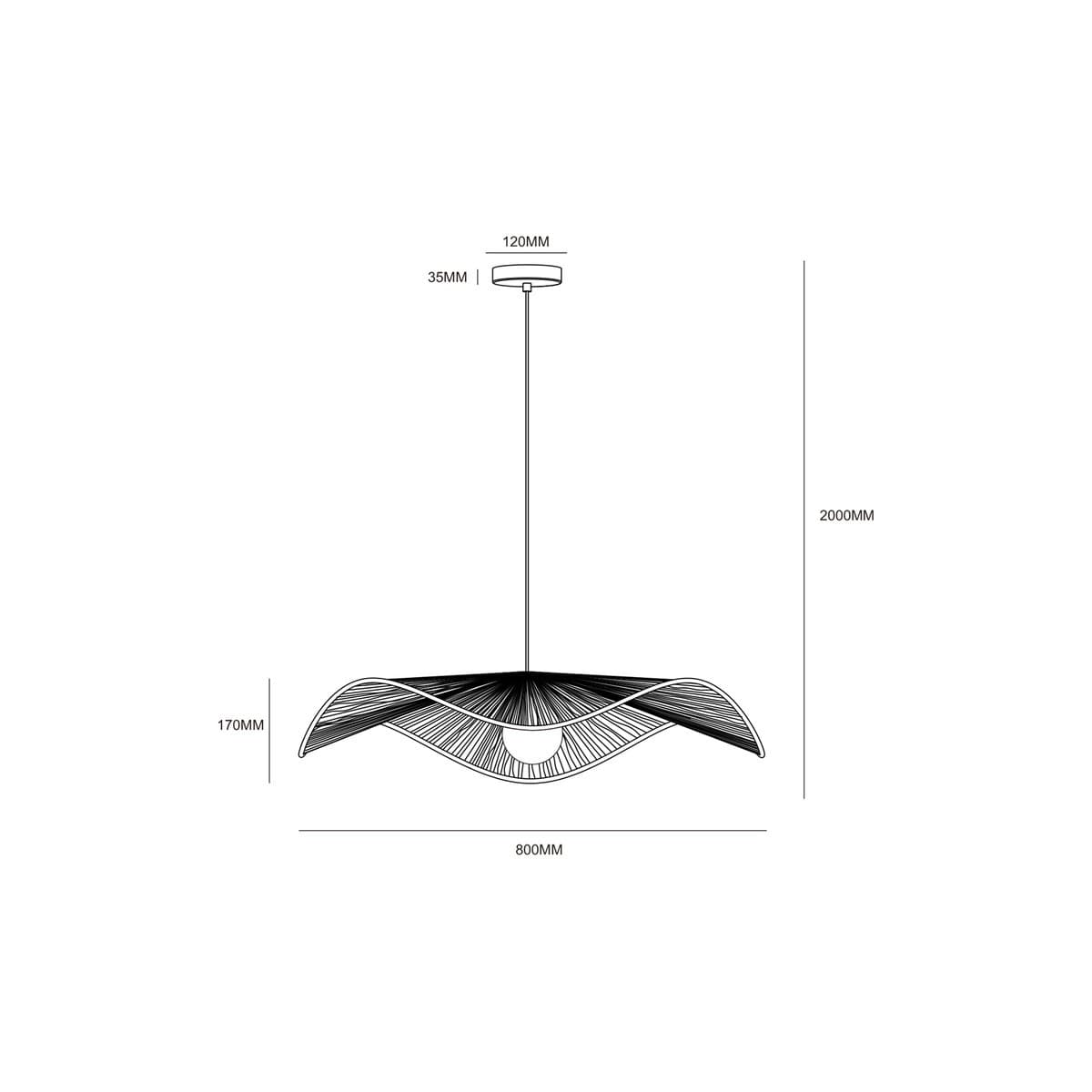 Samba 1 Light 800mm Woven Pendant in Natural