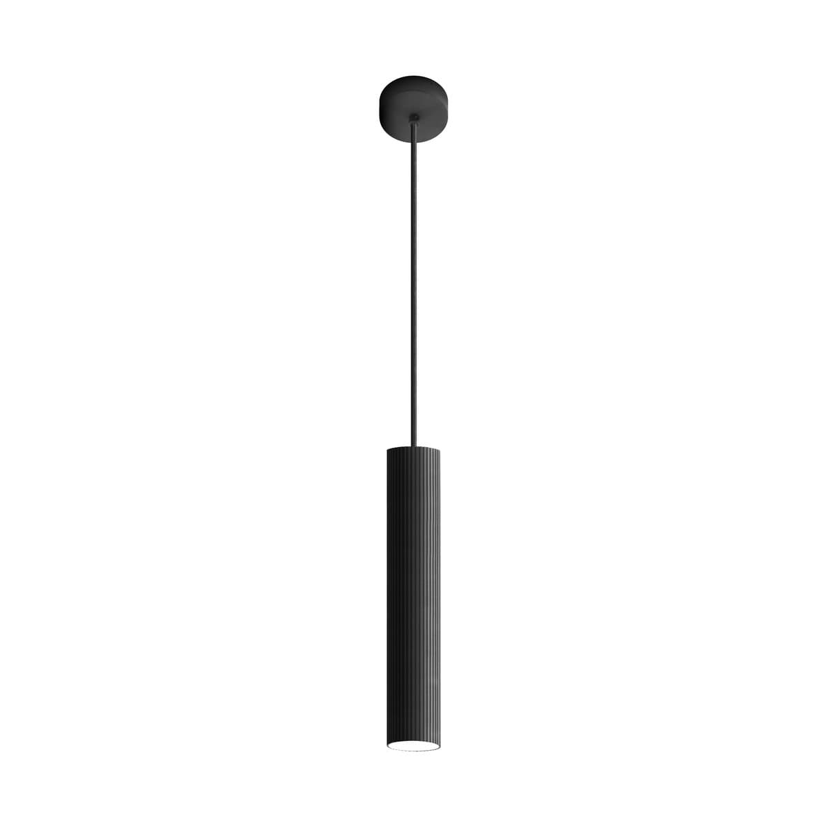 Jessy Ribbed Pendant in Textured Black-img-1