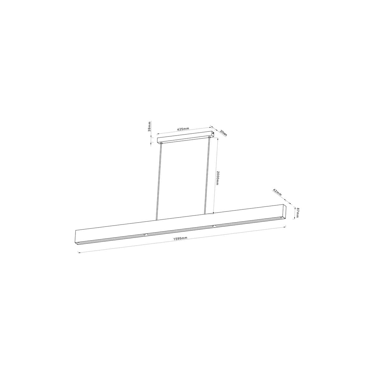 Palo 1.6m 3 Light S14d Linear Pendant in Matte Black-img-2