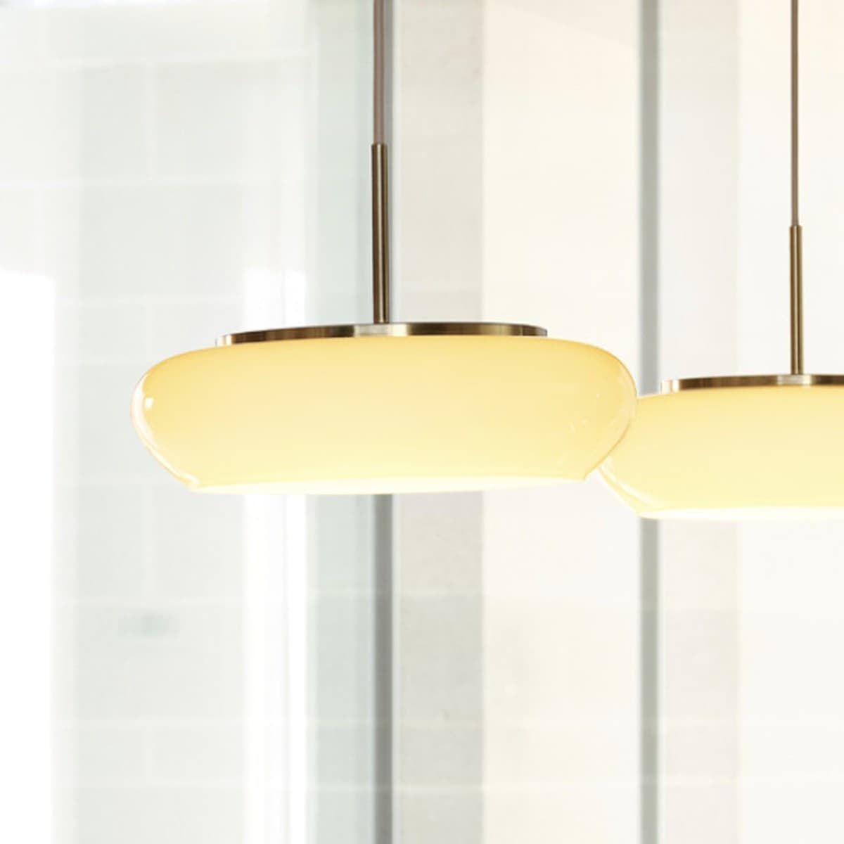 Loch 1 Light Pendant in Aged Brass with Milk Glass-img-3
