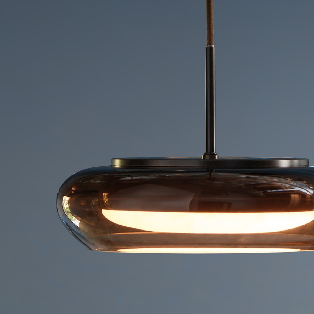 Loch 1 Light Pendant in Bronze with Sepia Glass-img-3