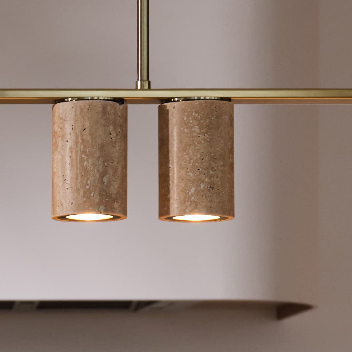 Hartley 8 Light 1.5m Linear Pendant in Aged Brass with Natural Travertine-img-3