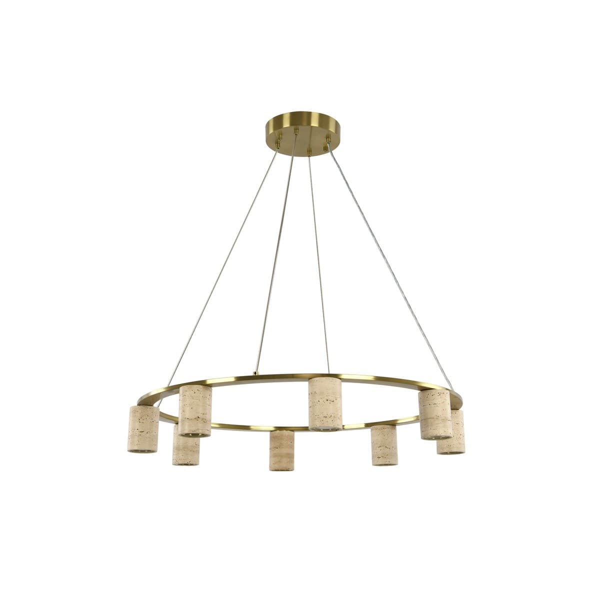 Hartley 8 Light 800mm Round Pendant in Aged Brass with Natural Travertine-img-1