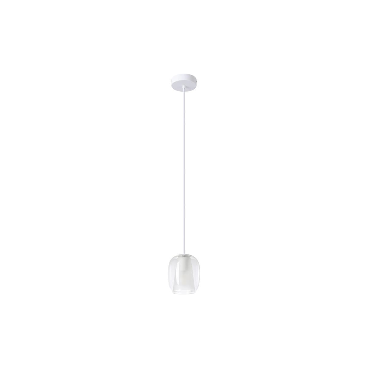 Celeste 1 Light Double Glass Pendant in White with Clear and Frosted Glass-img-1