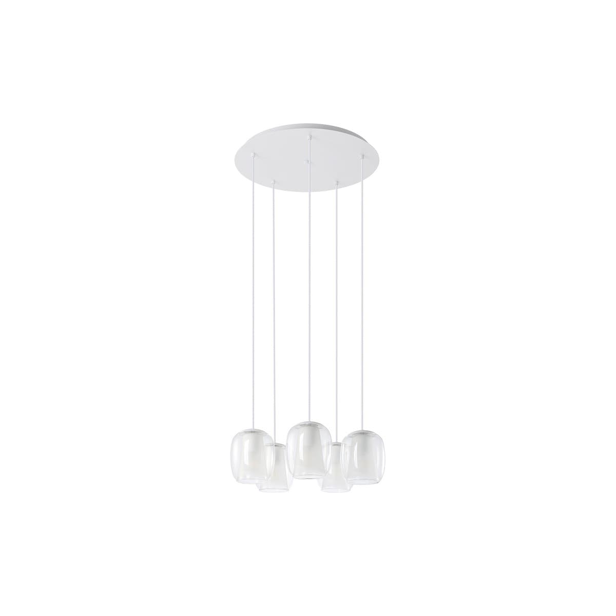 Celeste 5 Light Double Glass Pendant in White with Clear and Frosted Glass-img-1
