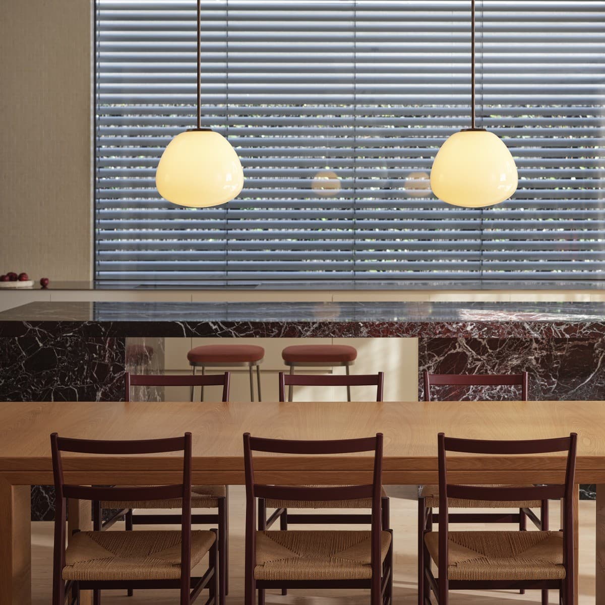 Reve 1 Light Squat Pendant in Bronze with Milk Glass Shade-img-3