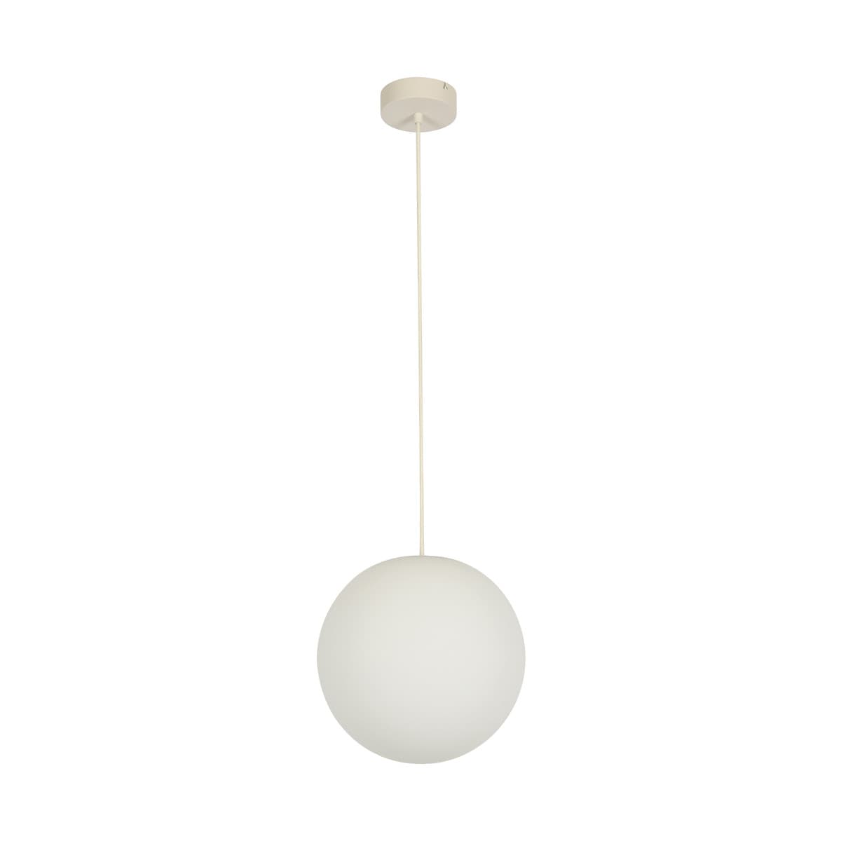 August Round Pendant in Chalk White with Opal Glass