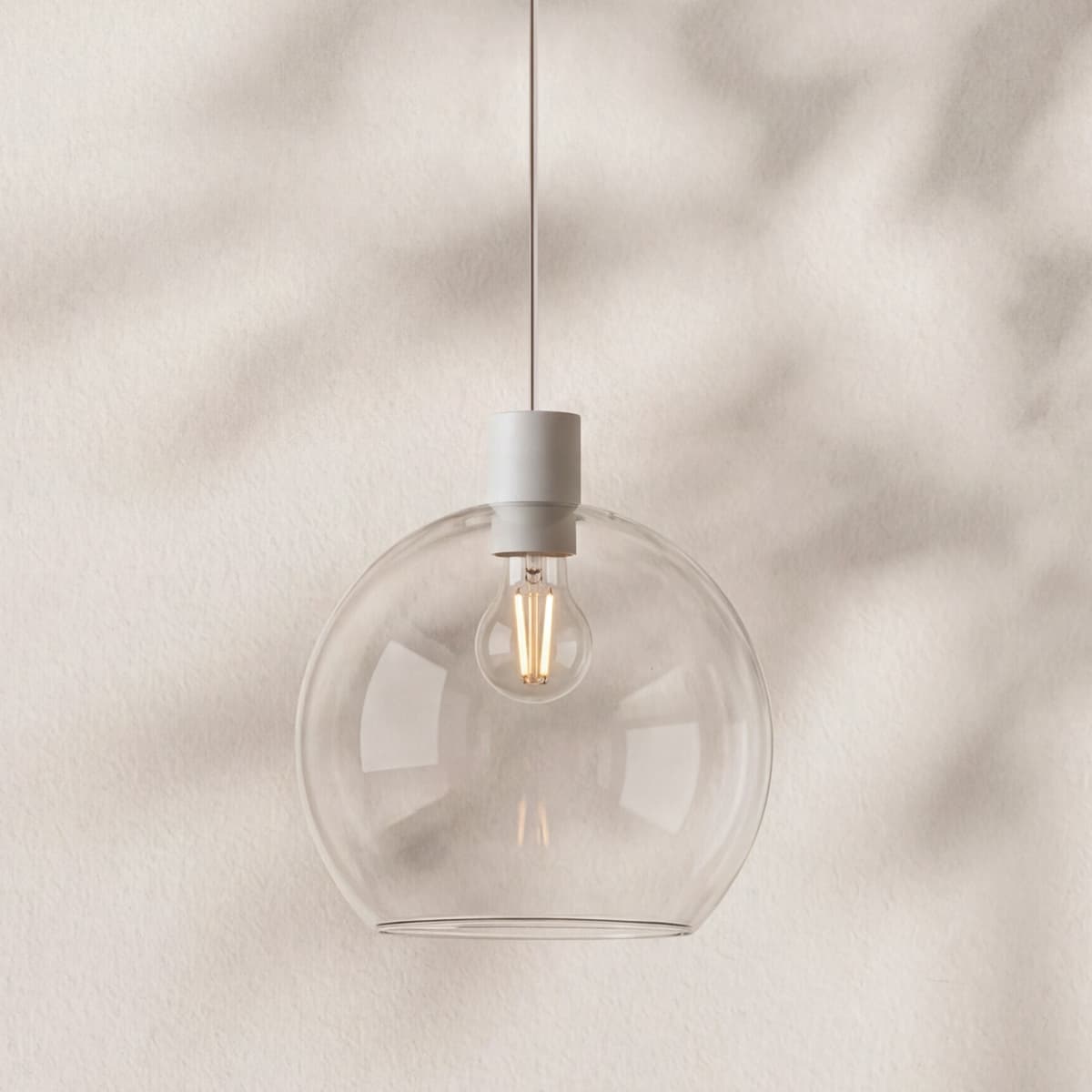 Adam Round Pendant in White with Clear Glass-img-2