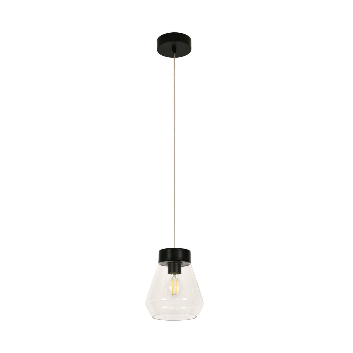 Oxford Diamond Pendant in Black with Clear Glass-img-1