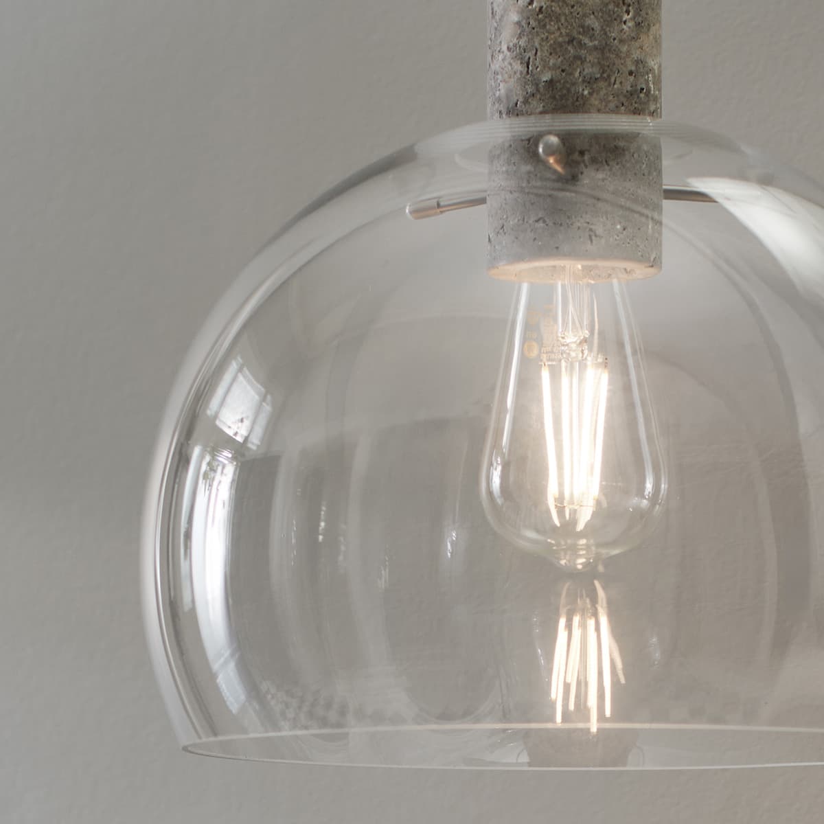 Odelia Pendant in Silver Travertine with Brushed Nickel and Clear Glass-img-3