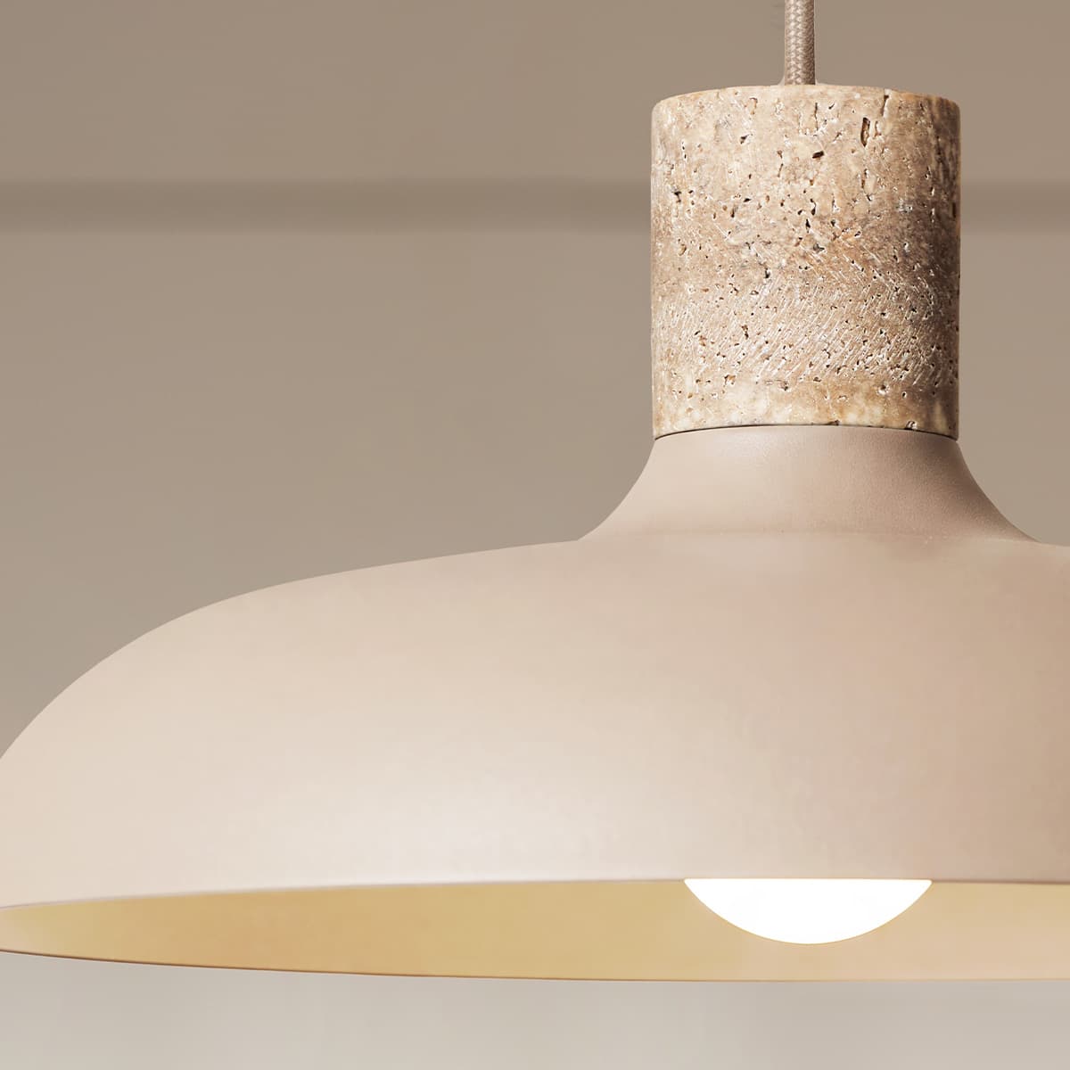 Croft Pendant in Beige with Natural Travertine-img-3