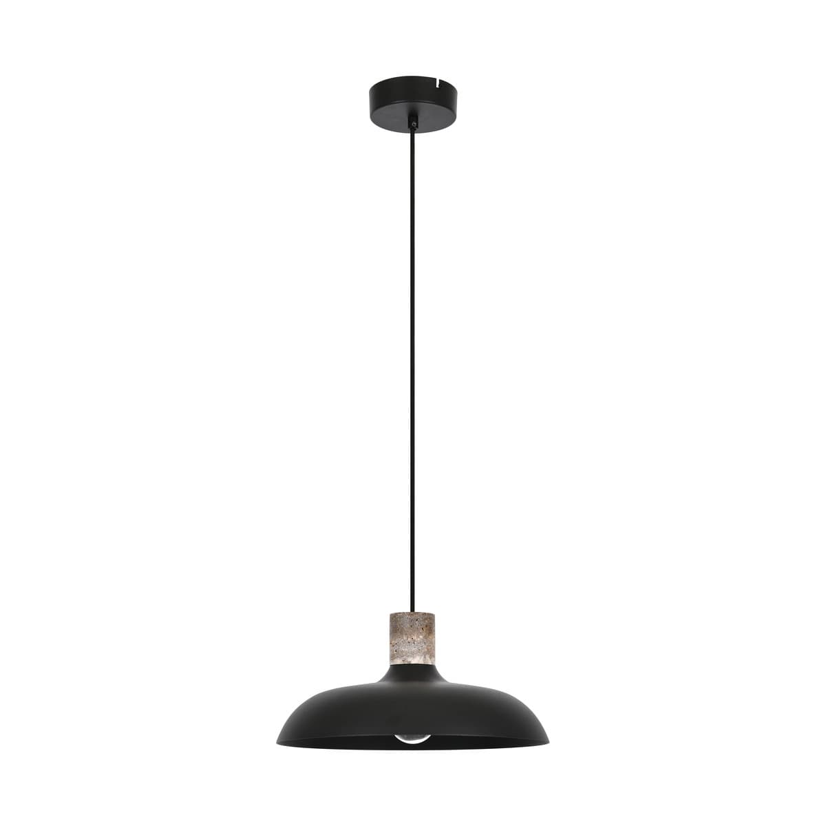Croft Pendant in Black with Silver Travertine