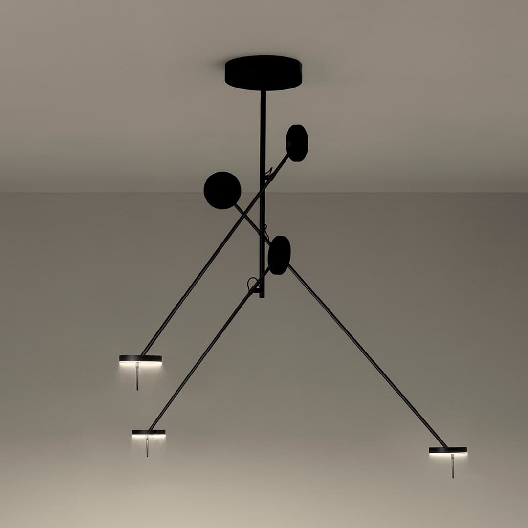 Rolla 3 Light Pendant in Matte Black