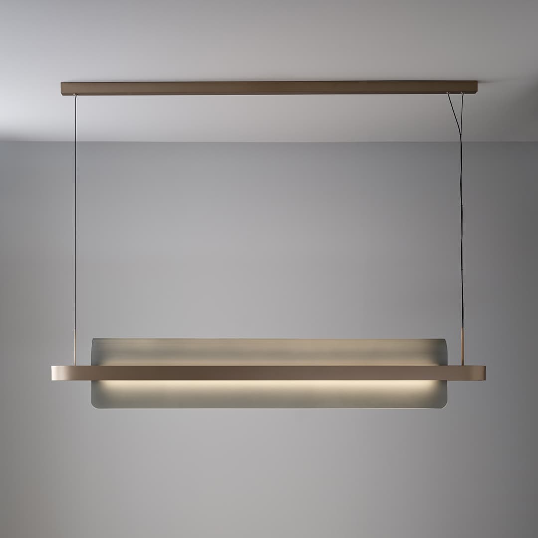 Doblar LED Glass Linear Pendant in Soft Champagne Gold
