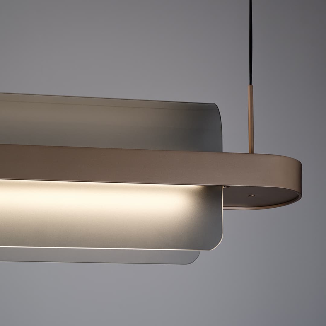 Doblar LED Glass Linear Pendant in Soft Champagne Gold