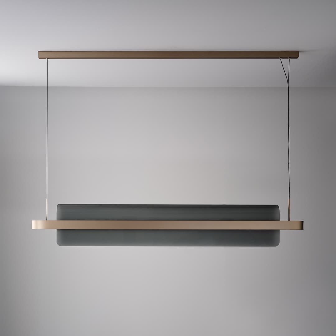 Doblar LED Glass Linear Pendant in Soft Champagne Gold