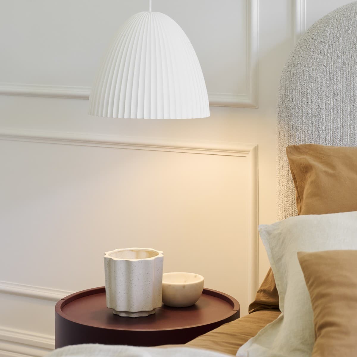 MFL Bianco 1 Light Small Dome Pendant in Ribbed White Gypsum-img-3